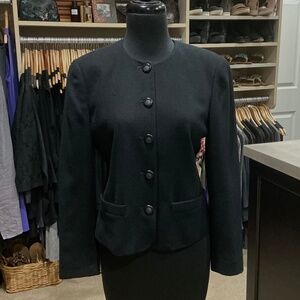Liz Claiborne Black Collarless Classic Fitted Jacket